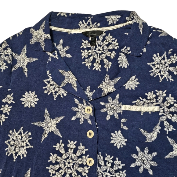 Soma Long Sleeve Button Up Snowflakes Top Bottom Pijama Set XL - Picture 5 of 11